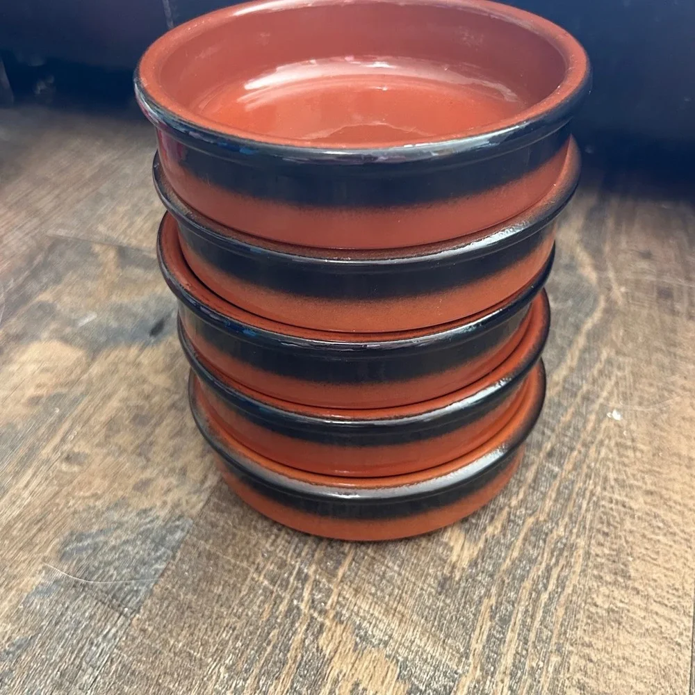 Cermer Terracotta Ramekins Set of 5 Glazed Tapas Dishes Oven Safe 4.5in